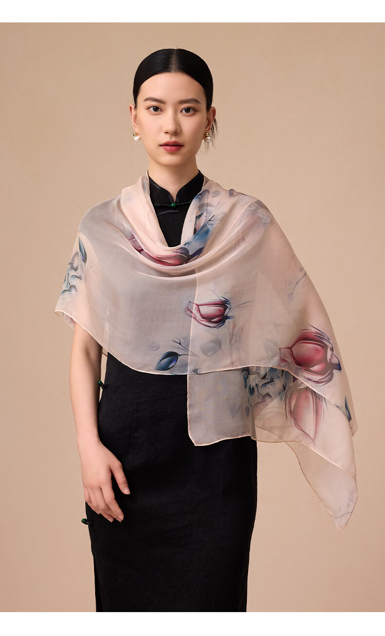 Hengyuanxiang 100% Mulberry Silk Scarf Women's Silk Summer Lightweight Office Shawl Wrap Mom Birthday Gift 27