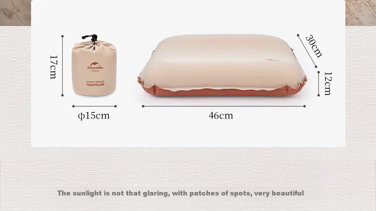 Naturehike Silent 3D Memory Foam Self-Inflating Pillow Outdoor Camping Portable Travel Pillow Apricot Yellow 8
