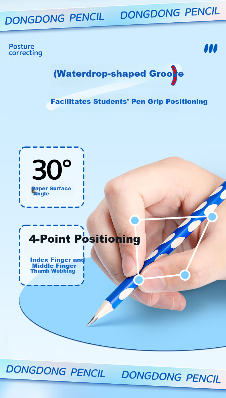 AIHAO AIHAO Hole 2B Pencil Student Non-toxic Triangular Posture Writing Practice Pencil 30pcs WP0015 4