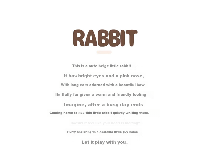 Beishangxing Little Rabbit Plush Doll Pillow, Children's Birthday Gift for Girls, Sleeping Companion Stuffed Toy Rabbit 2