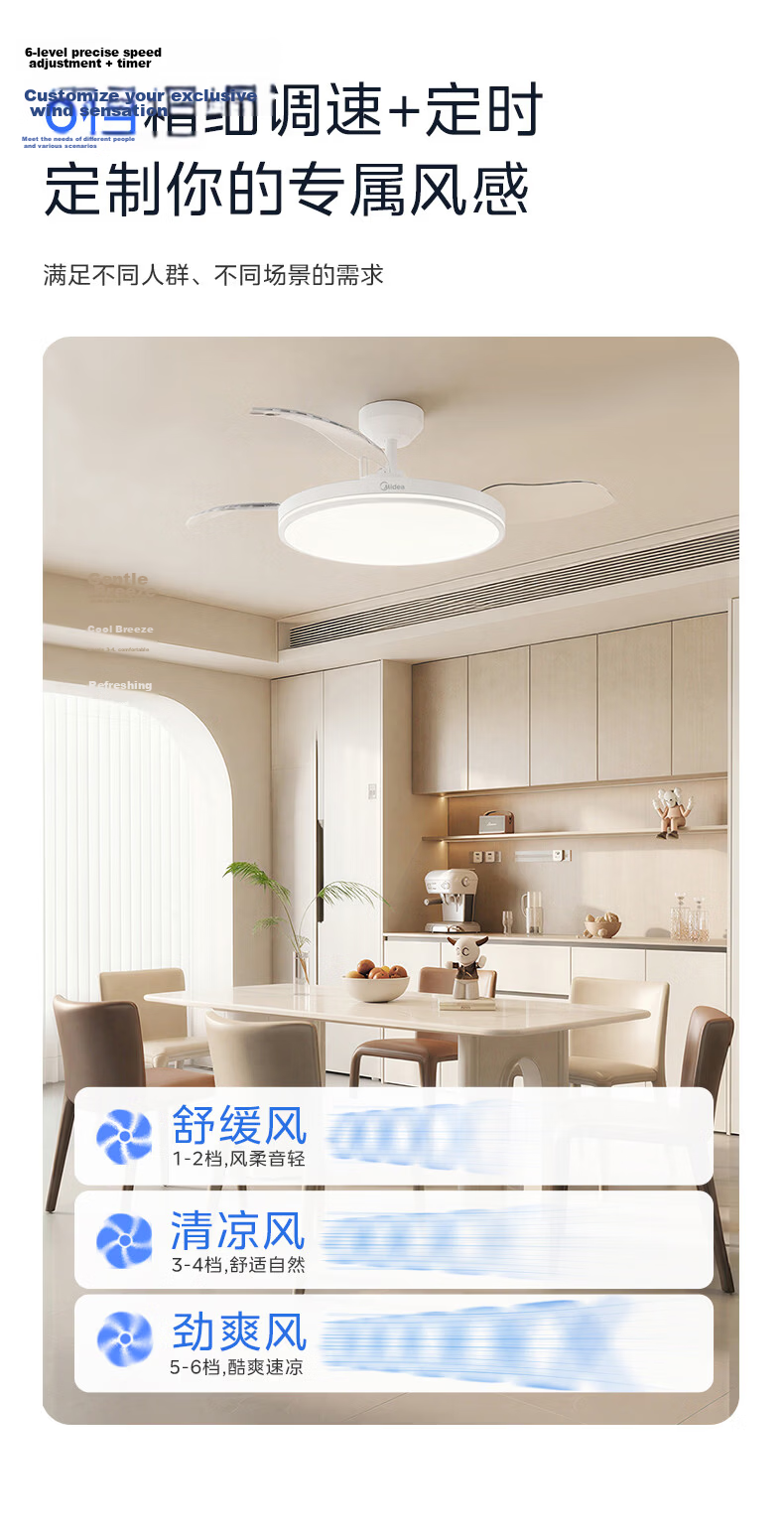 Midea Fan Light Eye Protection Smart Voice Bedroom Lamp F5 Eye Comfort Lighting Fixture with Installation Package (Supports HarmonyOS Smart Link) 9