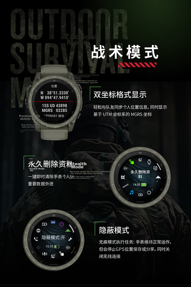 GARMIN Tactix 8 Storm Gray Ceramic Coating ECG Heart Rate Tactical Outdoor GPS Sports Watch 5