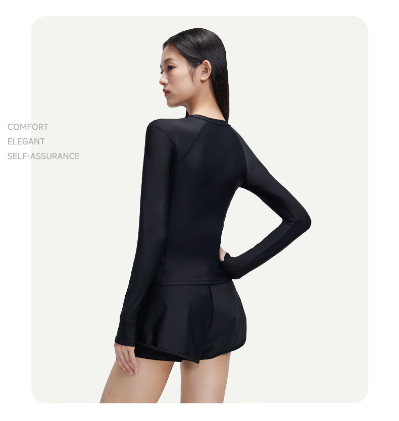 ANTA Women's Two-Piece Long Sleeve Conservative Sunscreen Swimsuit Surfing Diving Hot Spring Swimming Training Set 16