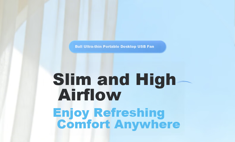 Bull Desktop USB Folding Mini Rechargeable Portable Fan 2000mAh Quiet Table Fan for Students Bedside Office 1