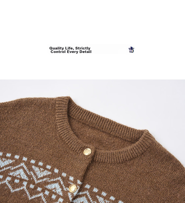 Demana Autumn Fair Isle Wool Blend Jacquard Cardigan Loose Knit Sweater for Women 10