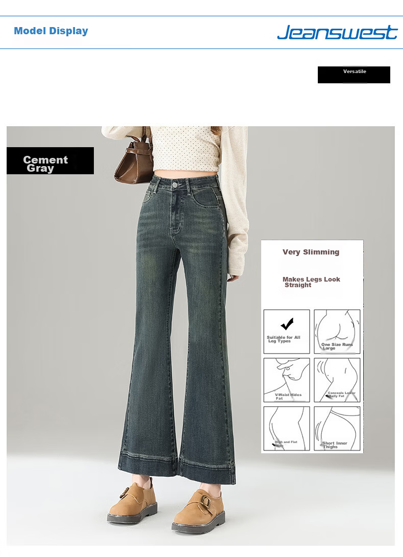 Jeanswest Women's Summer Vintage High-Waist Slim Fit Straight-Leg Slight Flare Black Jeans, Size M 7