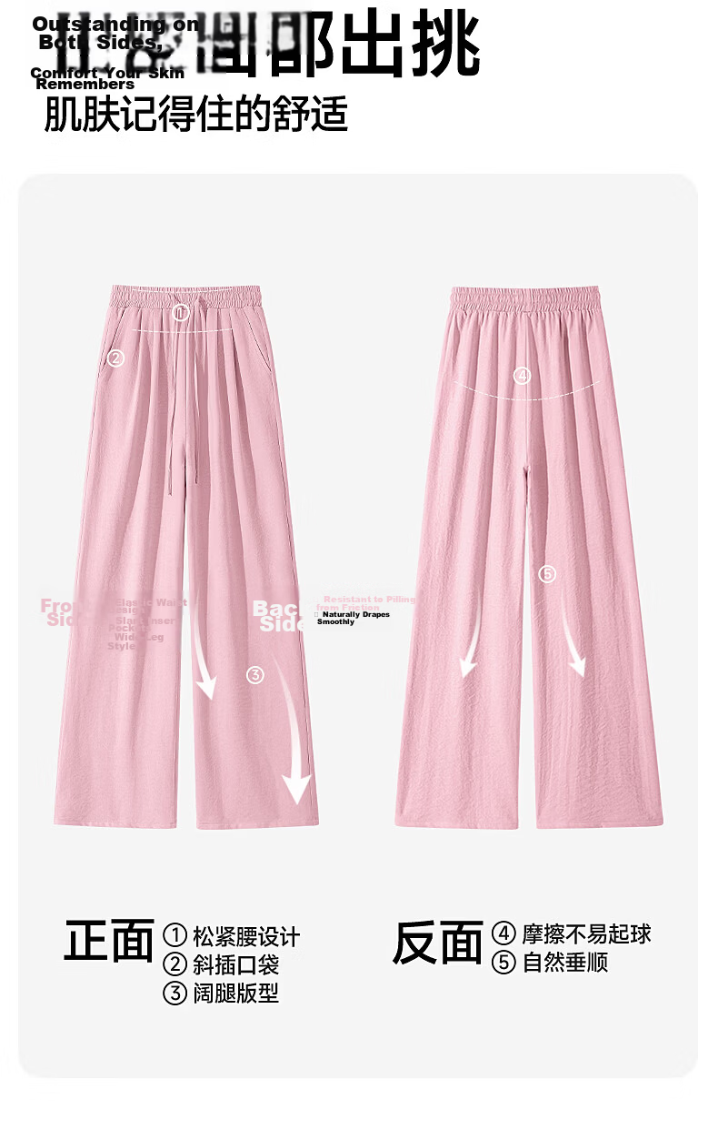 Baleno White Milk Silk Yamamoto Pants Women Summer 2026 High Waist Thin Loose Draped Slim Lazy Cool Wide Leg Pants 11