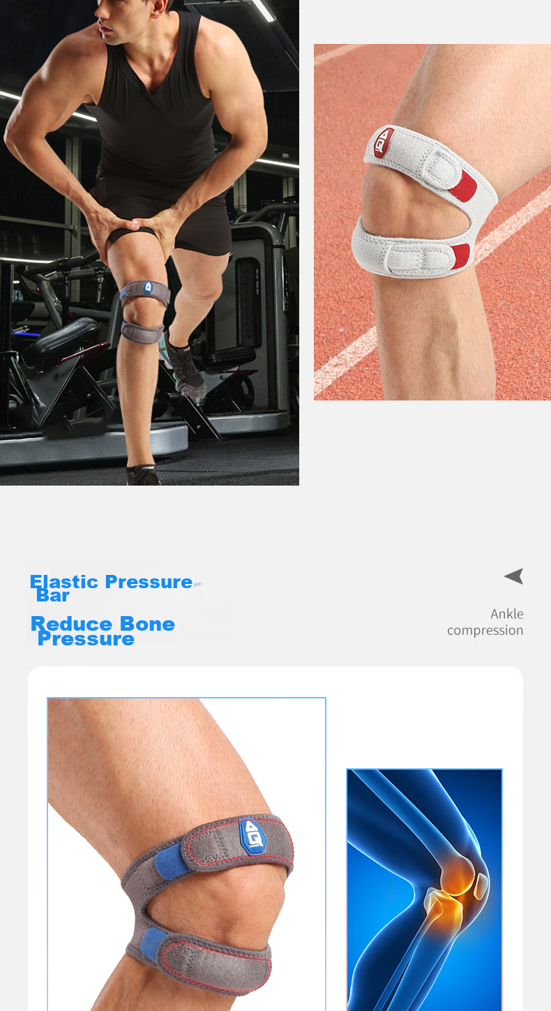 AQ Patellar Strap Sports Knee Brace for Men And Women, Protective Band with Double Compression Support, Black, Single Pack, 52501S/M 5