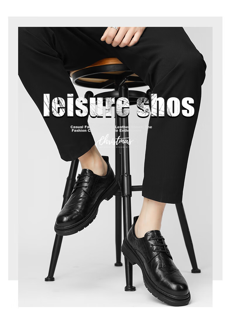 Bull Family New Men's Leather Shoes Business Casual British Style Spring Autumn Groom Wedding Formal Shoes 3