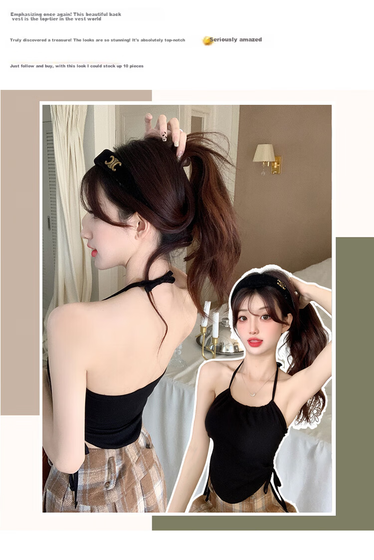 Modal Halter Neck Camisole Women's Simple Fashion Backless Bra Slim Fit Top with Chest Pad 4