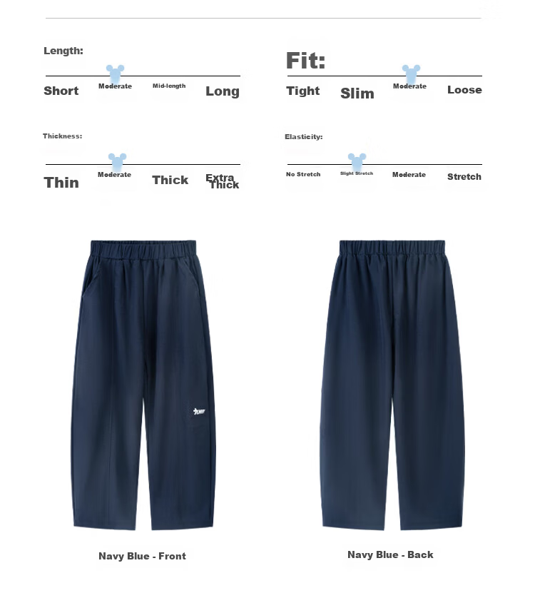 Disney Girls Ice Silk Mosquito Repellent Pants Summer Thin 2026 New Girls Curved Blade Stylish Straight Wide-Leg Pants Size 150 12