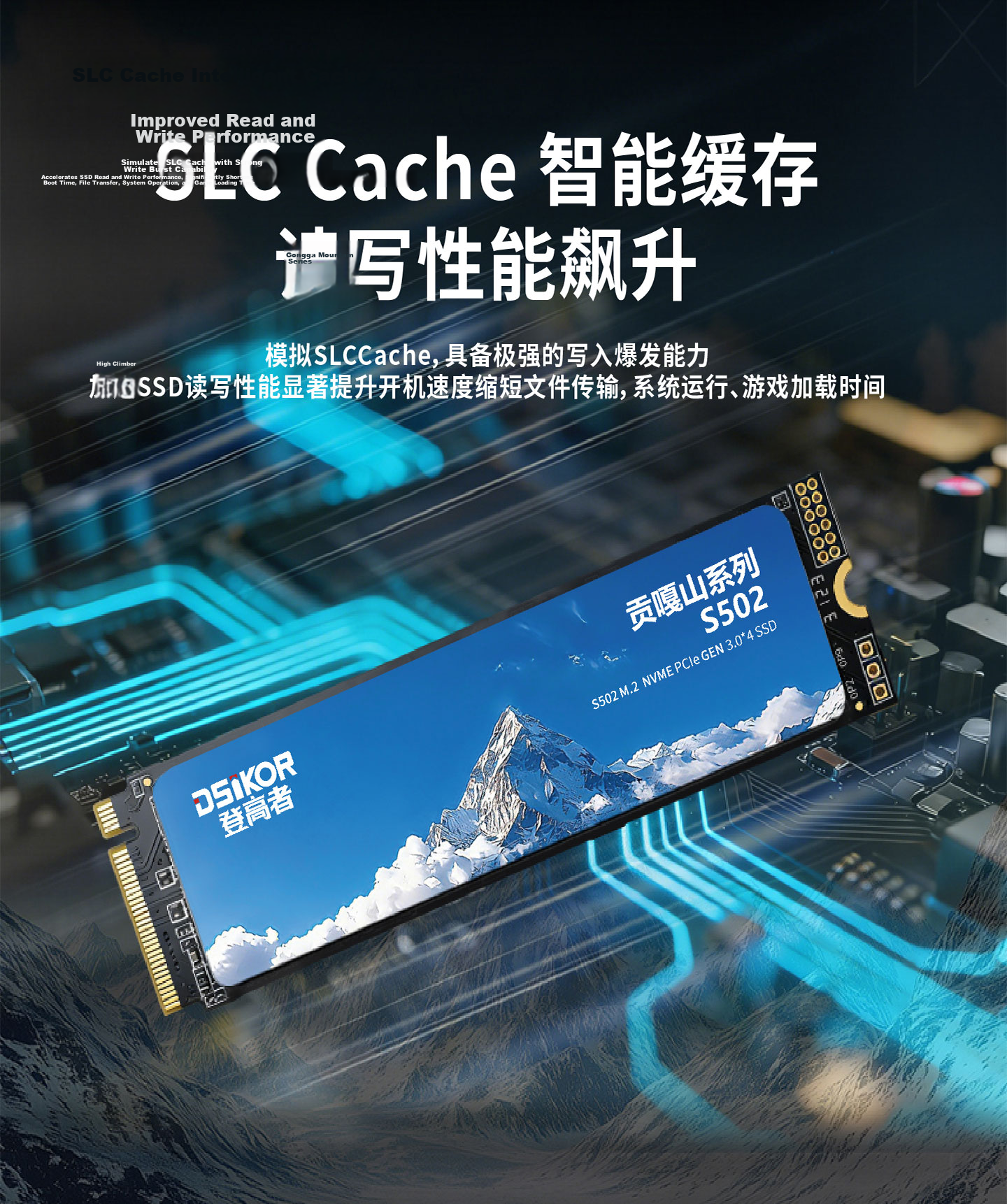 DengGaoZhe 256GB SSD Solid State Drive M.2 NVMe PCIe 3.0 Desktop All-in-One Laptop Storage Accessory Gongga Mountain S502 6
