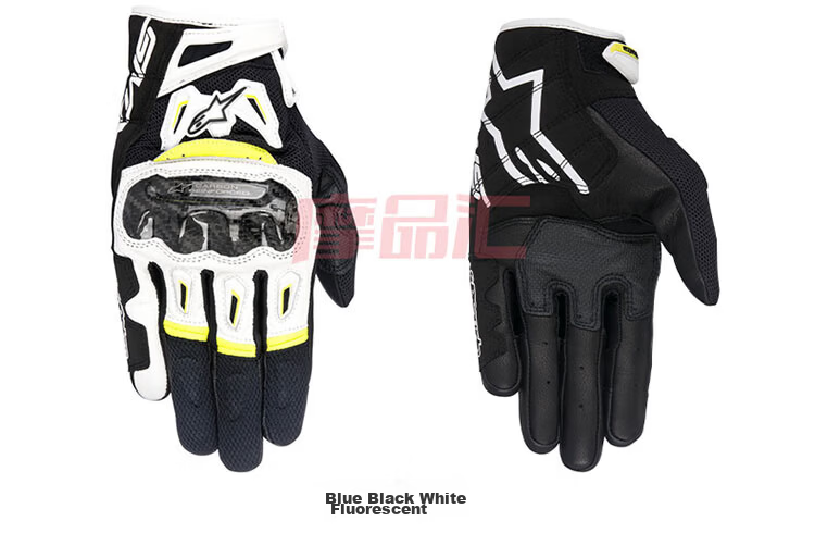 Alpinestars SMX-2 A-Star Motorcycle Gloves Carbon Fiber Summer Breathable Riding Gear Knight Riding Black White XL 9