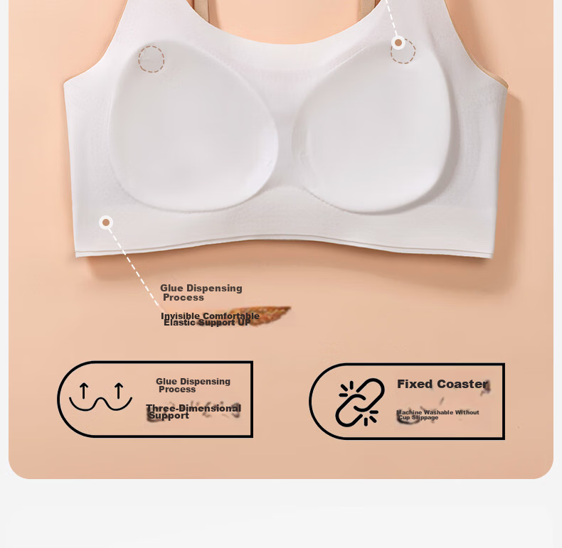 Meishianxuan Junior High School Girls Seamless Sports Bra Youth Development Anti-Shock Camisole Underwear for High School Girls Nude Pink Bra 7