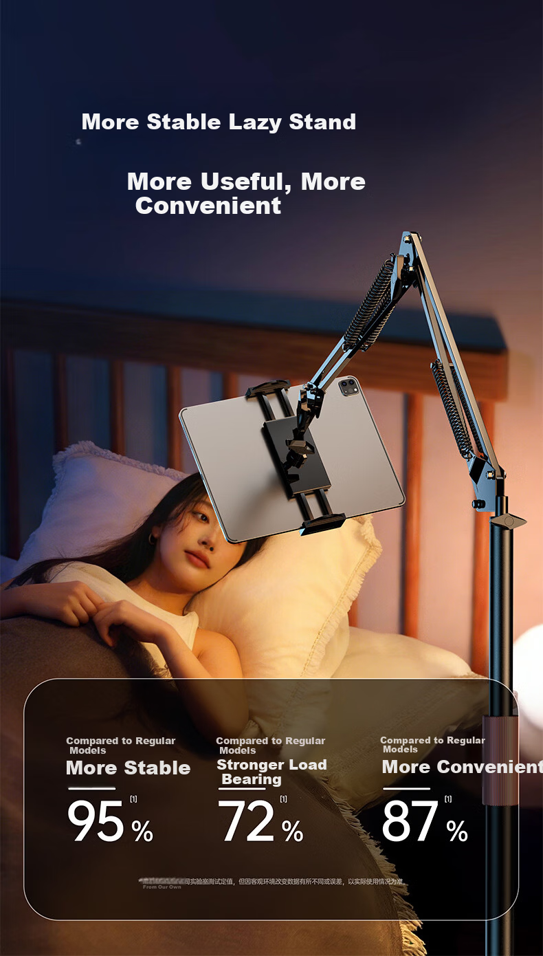 Kewo [With Remote Control] Flat Stand Floor iPad Phone Holder Lazy Bracket Adjustable Arm Mount for Streaming Online Classes Live Streaming Overhead Filming Exam Review Video 2