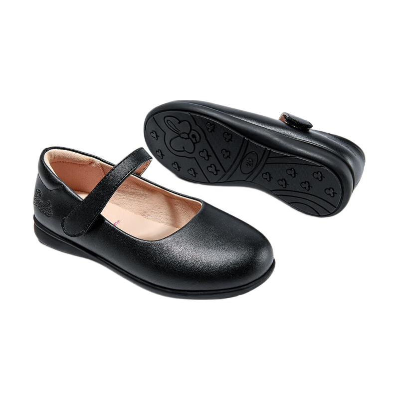 Barbie Girls' Spring And Autumn Single-Lined Black Leather Shoes, Classic School Performance Leather Shoes for Students, DA6563, Black, Size 34