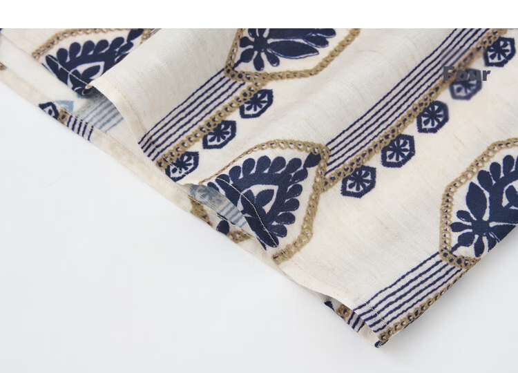 Demana [Vacation Choice] Summer Ethnic Style Printed V-Neck Tassel Tie Loose Slim Shirt for Women Premium Feel 14