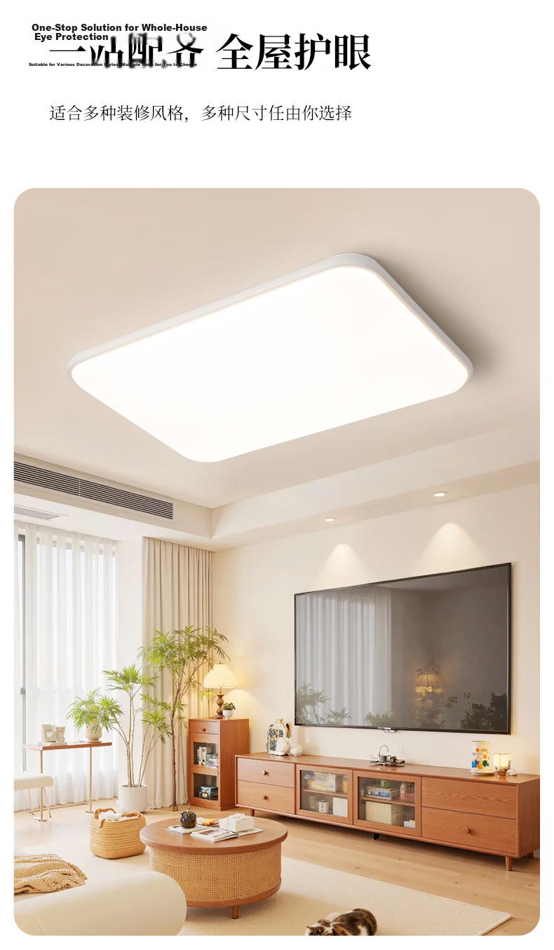 YANKON LED Ceiling Light for Living Room And Bedroom, Full Spectrum Natural Light, Smart 48W 11