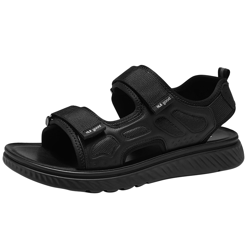 HLA Men's Versatile Comfortable Outdoor Beach Shoes, Breathable Lightweight Casual Sandals, T083 Black Size 41