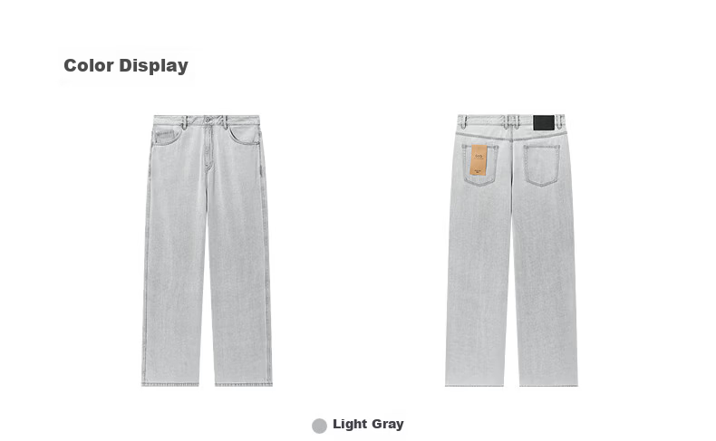 GXG Men's Wide-Leg Stretch Denim Casual Pants Light Gray 190/XXXL 3