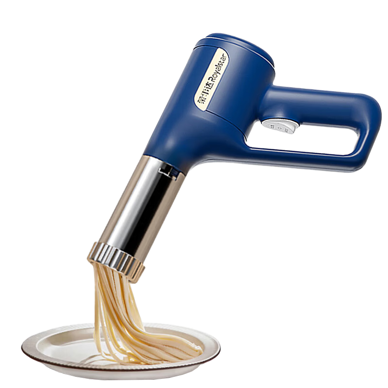 Royalstar Fully Automatic Home Noodle Maker Wireless Handheld Small Electric Pasta Machine New Noodle Gun with 5 Dough Molds + 3 Sausage Stuffers + Dough Kneading Bag