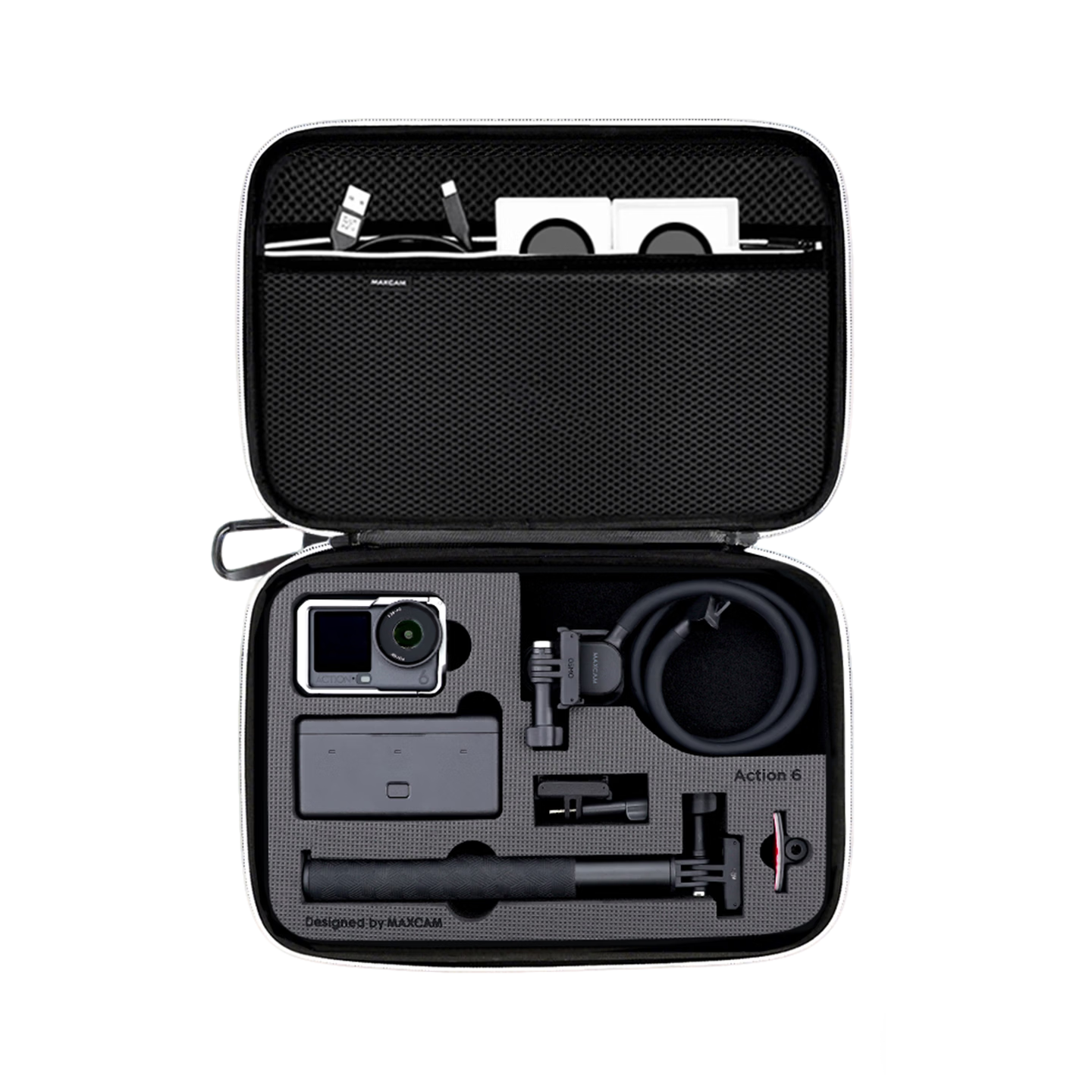 MAXCAM Protective Carrying Case for DJI Osmo Action 6543 Accessories - Portable Shockproof Hard Shell Waterproof Anti-Drop Cage Version