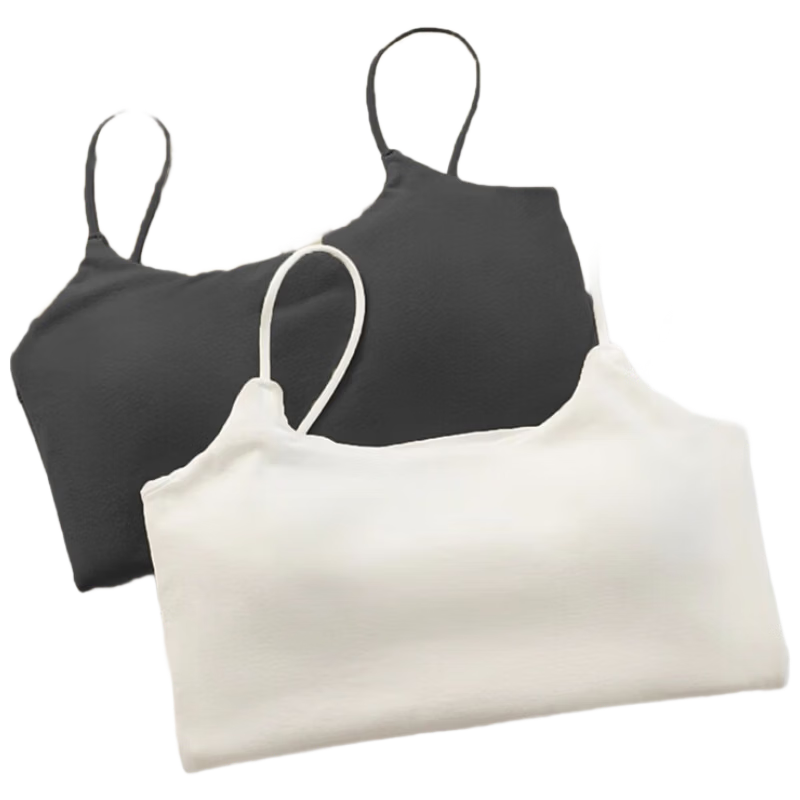 9i9 Strap Pure Brightness Spring and Autumn Base Vest for Women with Chest Pad Low Neck Slim Fit Slimming Inner Wear Top White S16