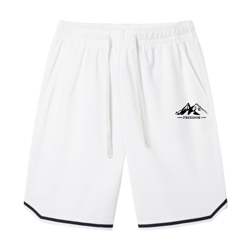 VANCAMEL Men's Sports Shorts Summer Thin Loose Quick-Dry Basketball Ice Silk Casual Knee-Length Shorts White L