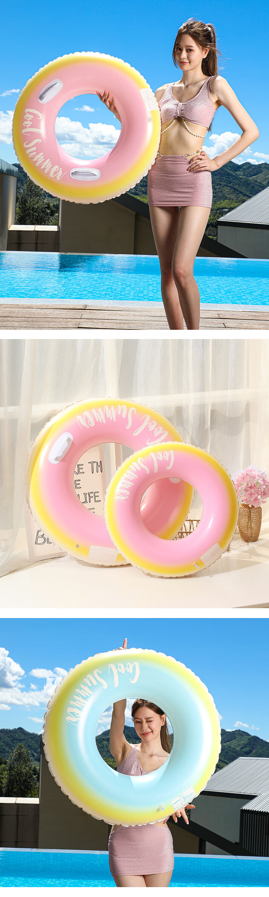 Kangdila Family Swimming Ring Double Airbag Adult Thickened Water Toy Life Buoy Enlarged Buoyancy Anti-Tip Underarm Beginner 5