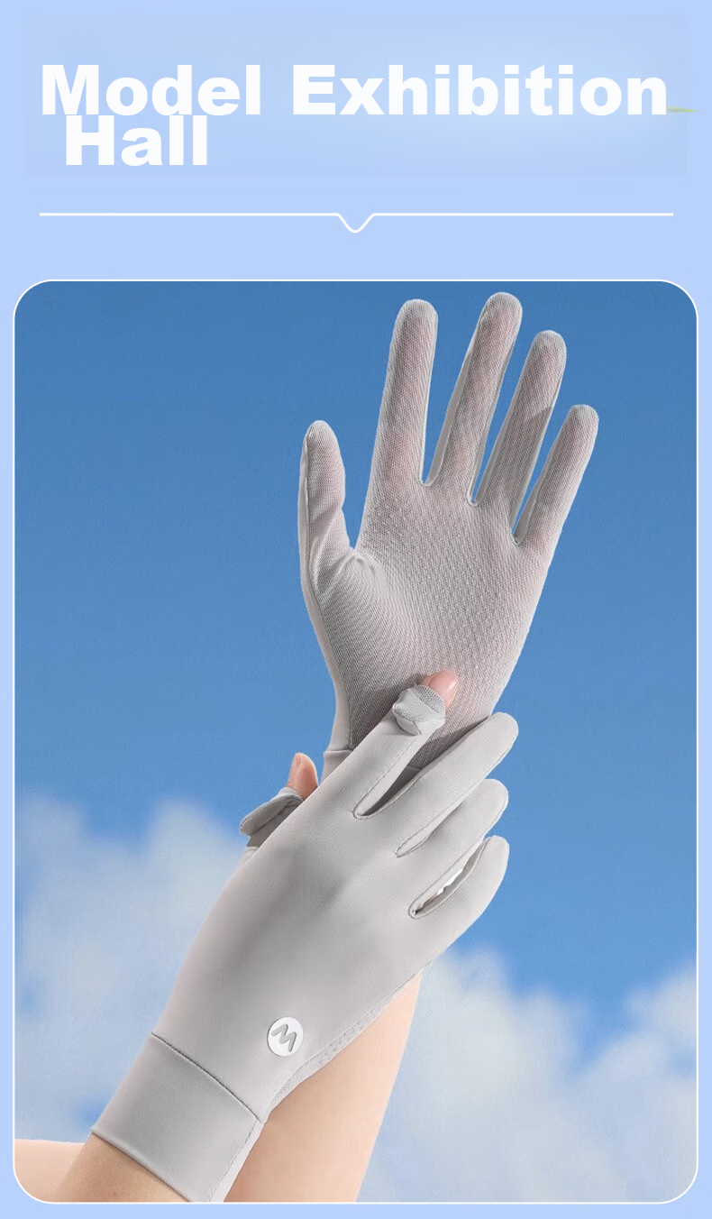 FitonTon Women's Outdoor Summer Sunscreen Gloves Thin Anti-Slip Fingerless Touchscreen Gloves for Driving Cycling Delivery Men 11