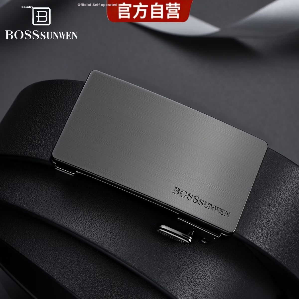 BOSSSUNWEN Premium Men's Leather Belt with Automatic Buckle, Luxury First Layer Cowhide, High-End Gift Box for Husband Boyfriend