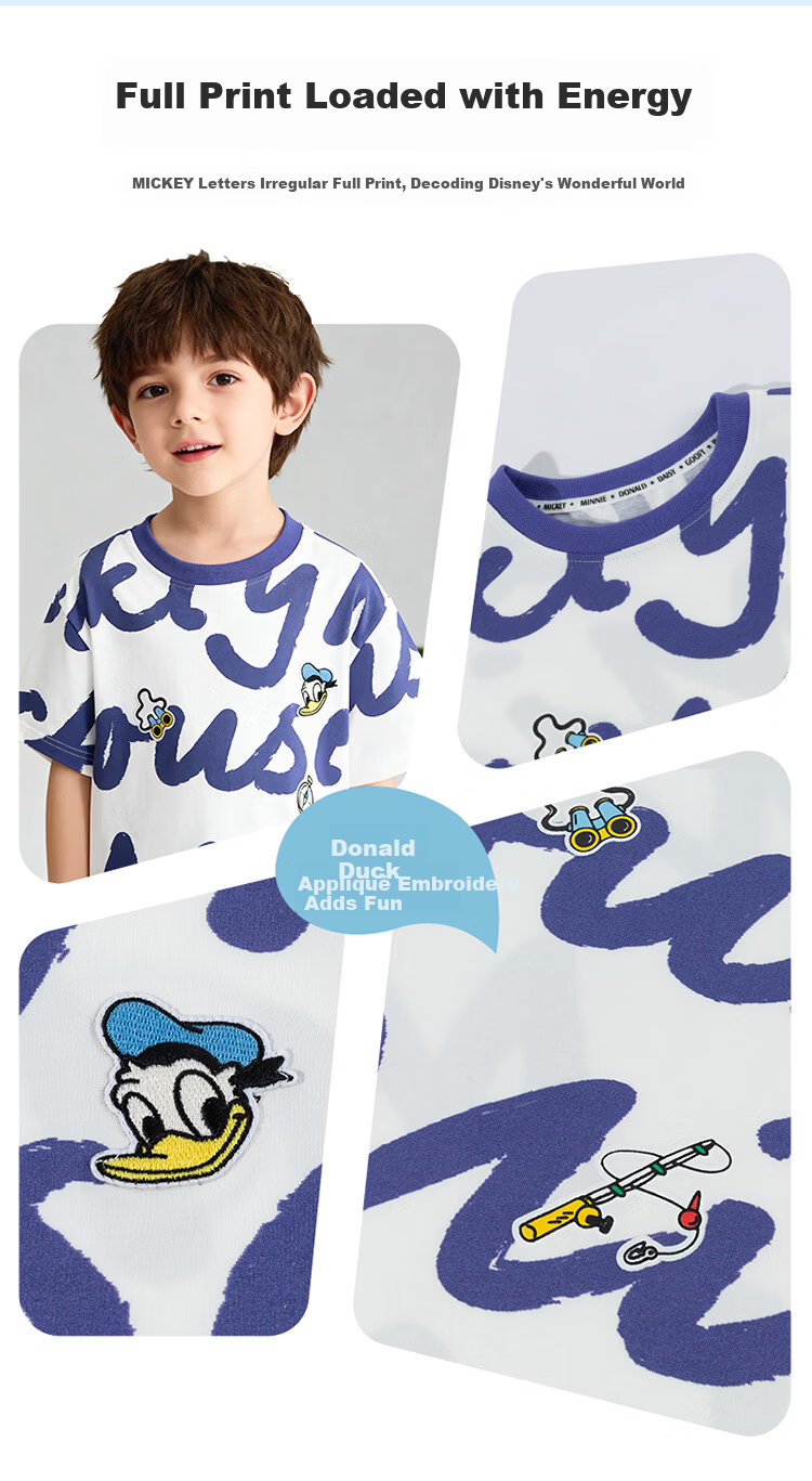 Disney Boys Comfortable Trendy Short Sleeve and Shorts Set Summer New Two-Piece Purple Size 90 2
