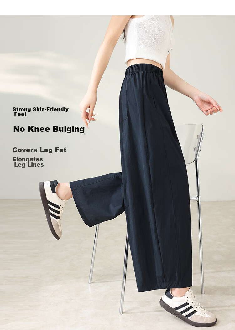 Free Style Wide Leg Pants Women Summer Thin 9/10 Lantern Pants 2026 New High Waist Slim Loose Lazy Curved Casual Pants 7