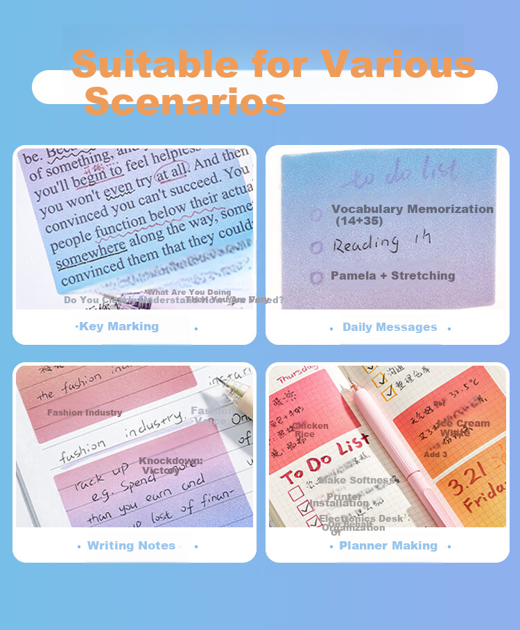 Jufu Pull-Out Sticky Notes Student Correction Memo Pads Strong Adhesive Cute Lined Paper Junior High School Reward Stationery Practical Gift 7