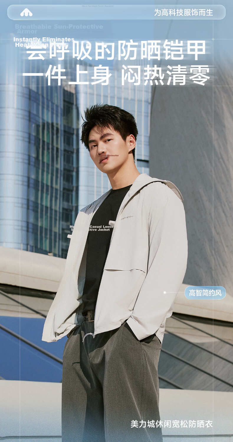 Meilicheng Hou Minghao Style Men's Loose Slim Fit Versatile Casual Puff Hooded Sun Protection Jacket WFS001 3