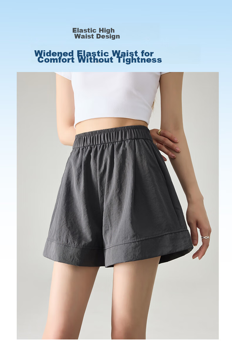 Borui Women's Summer Shorts 2026 New Casual Loose Sports Quick-Dry Lightweight Breathable Five-Point White American Style 13