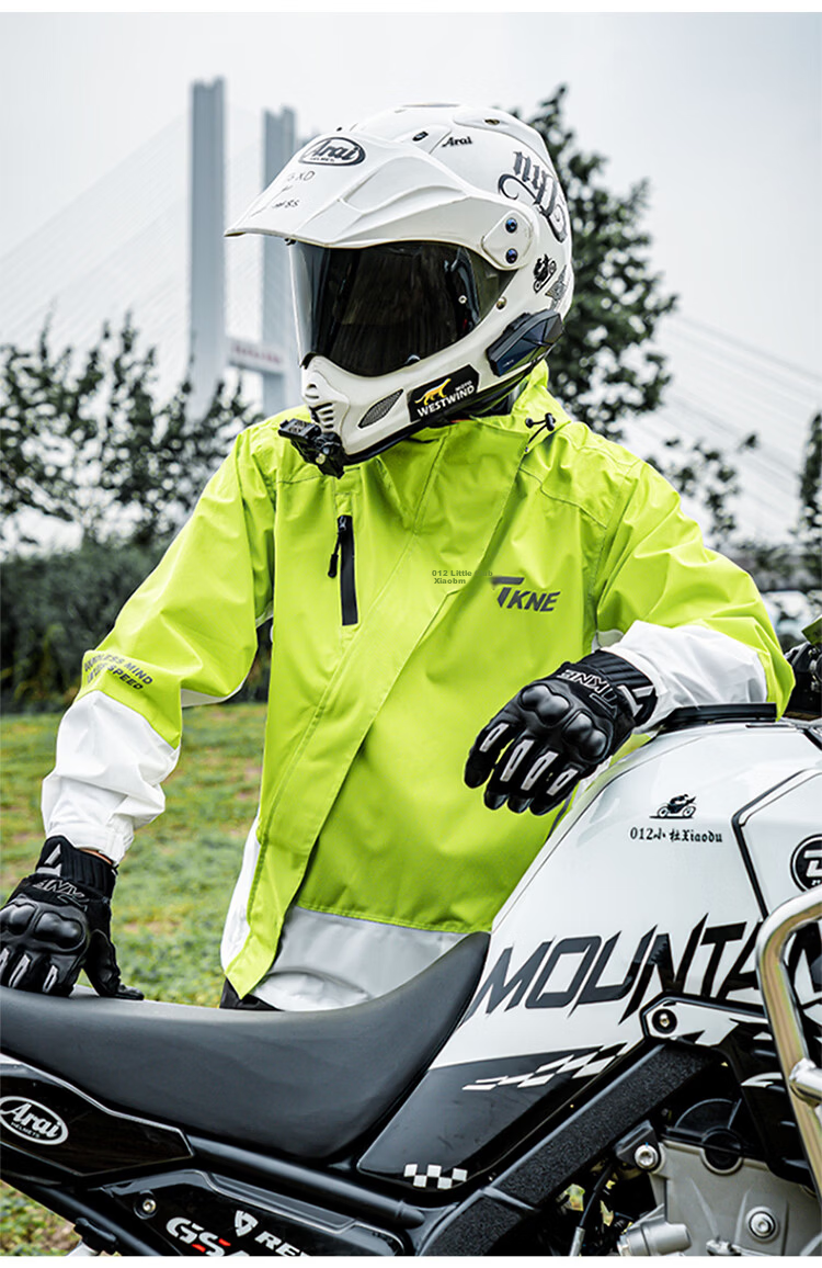 TKNE Electric Motorcycle Raincoat Delivery Rider Two-Piece Waterproof Rain Poncho Motorbike Anti-Rain Suit Green S 19