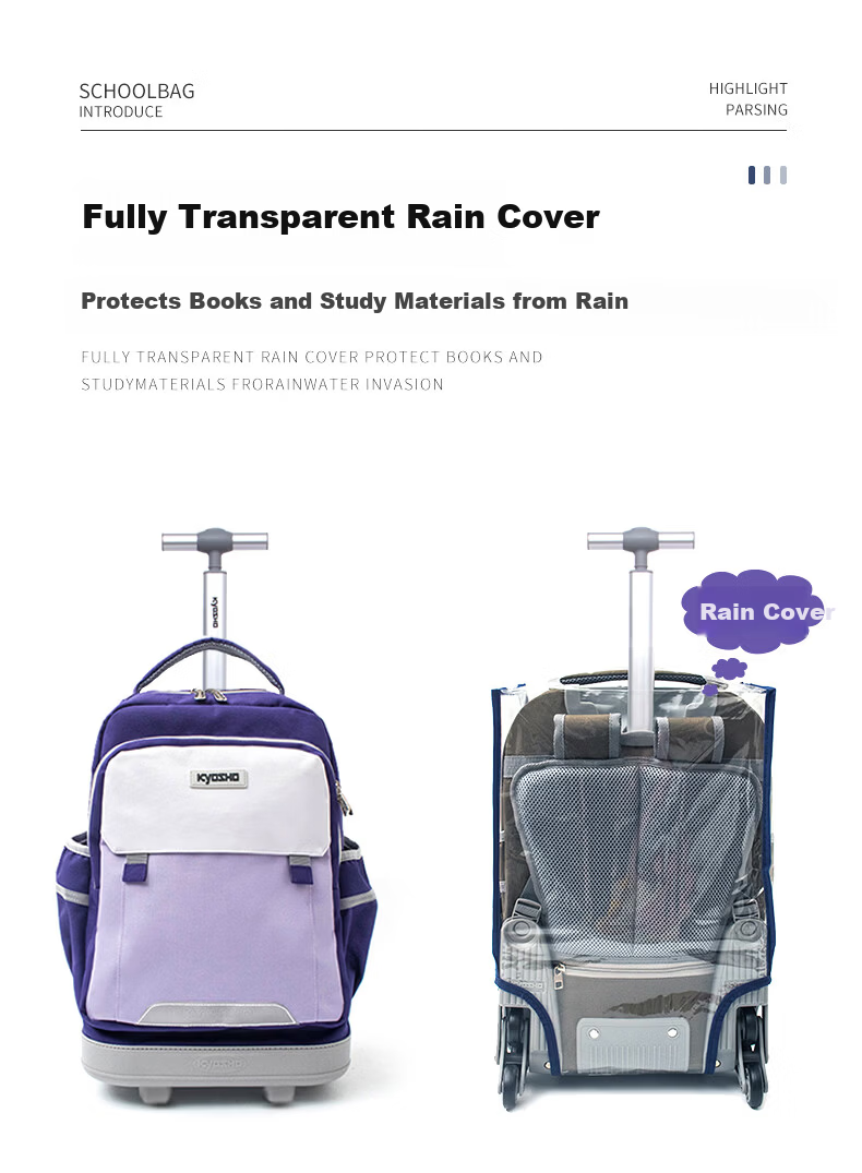 Kyosho Trolley School Backpack Large Capacity for Elementary and Middle School Students Purple 10