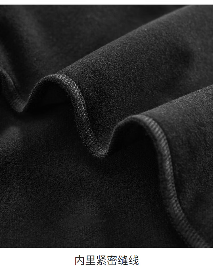 DANCING WOLVES Fleece-Lined Autumn Winter Basic Commuter Skin-Friendly Warm Men's Long Sleeve Polo Shirt 001 Black 175 21