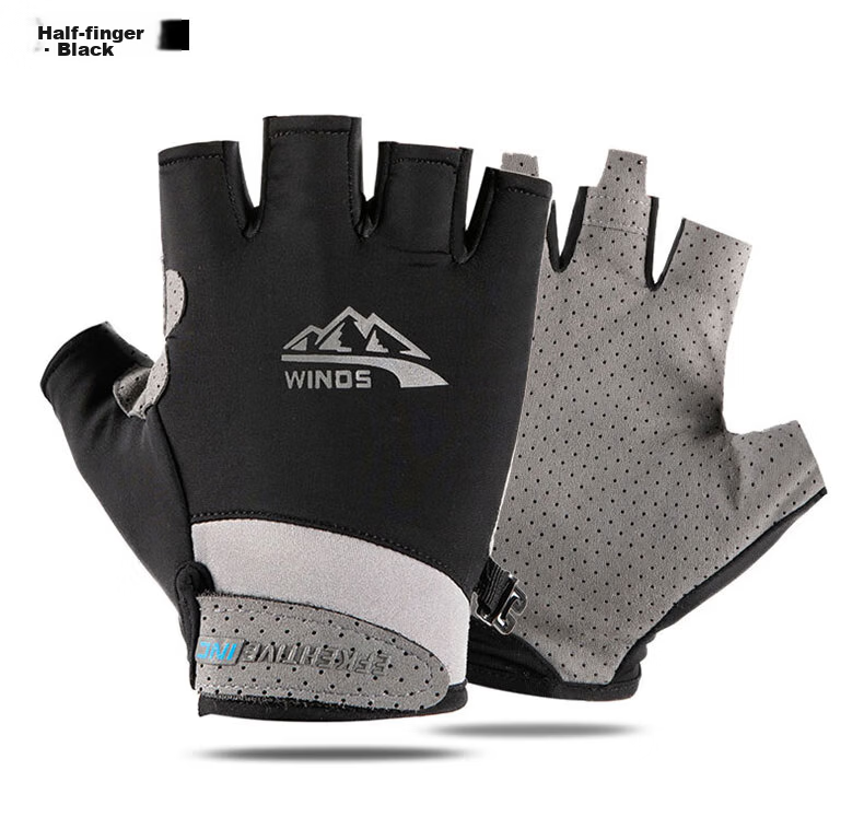 Jian Cai Sunscreen Gloves Women Non-Slip Quick-Dry Breathable Summer Thin Fingerless Ice Silk Fishing Gloves Outdoor Cycling Gloves Men 14