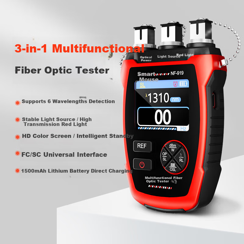 SmartMouse NF-919 Multifunctional Fiber Optic Tester Kit Optical Power Meter Light Source Red Light for Communication and Telecom Networks