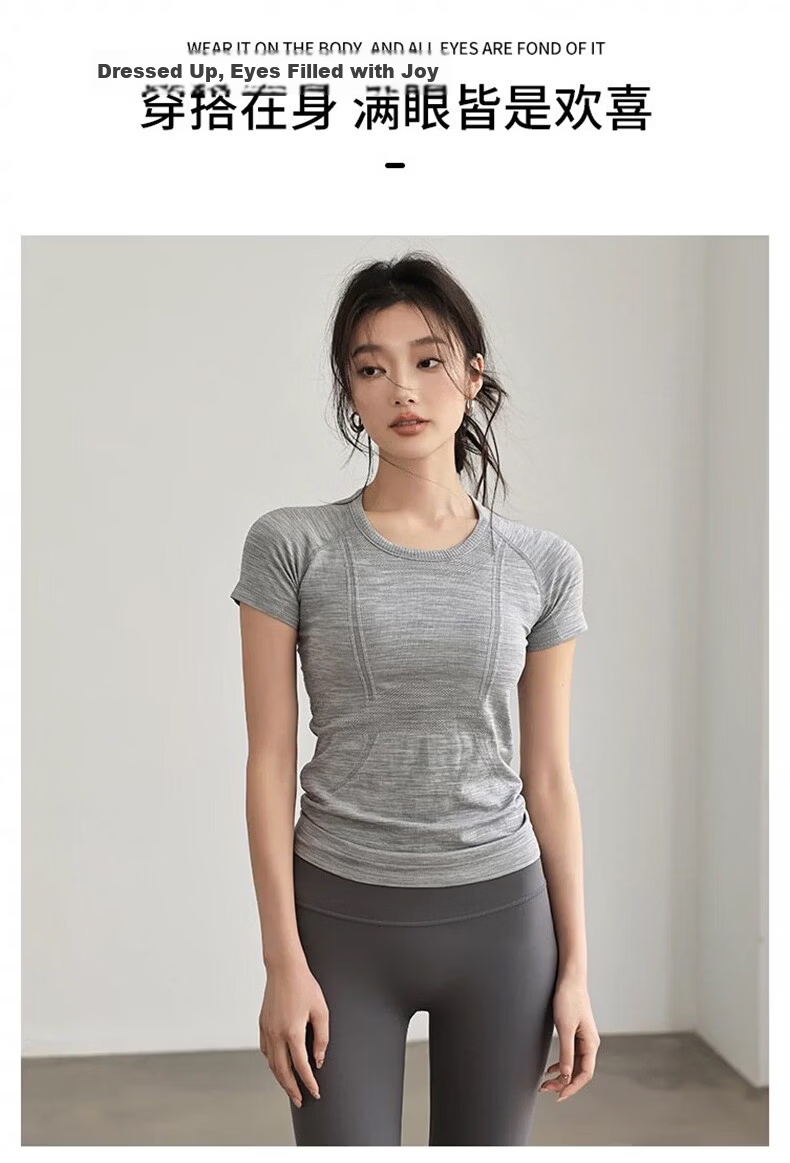 Langsha Summer Quick-Dry Sports Short Sleeve Running T-Shirt Women Slim Yoga Top Professional Pilates Training Fitness Wear 10