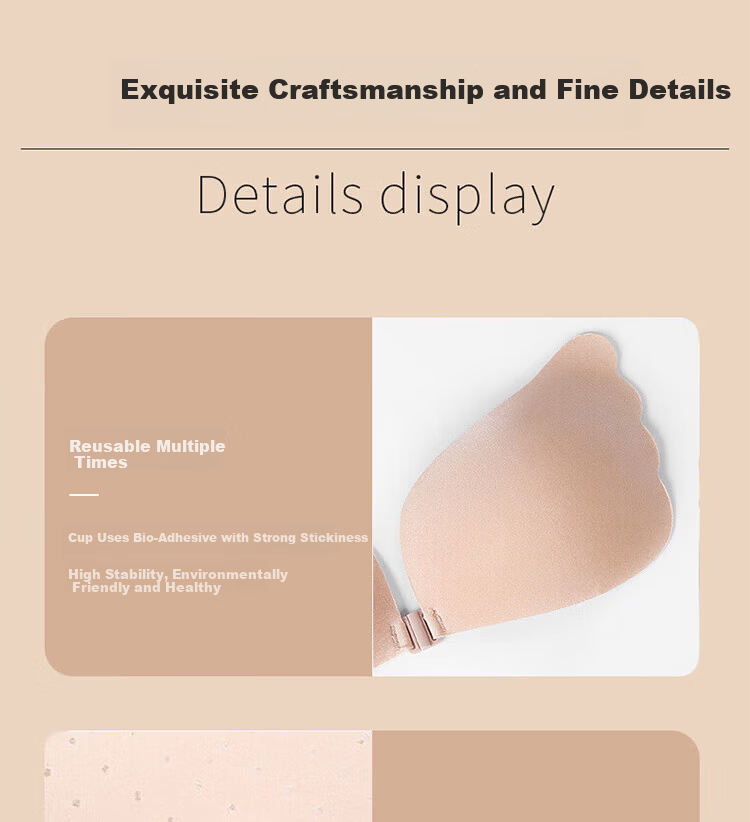 Yiershuang Invisible Seamless Anti-Exposure Strapless Bra for Women, Push-Up Non-Slip Bra for Wedding Dress and Camisole, No Shoulder Strap, Anti-Point Bra 4
