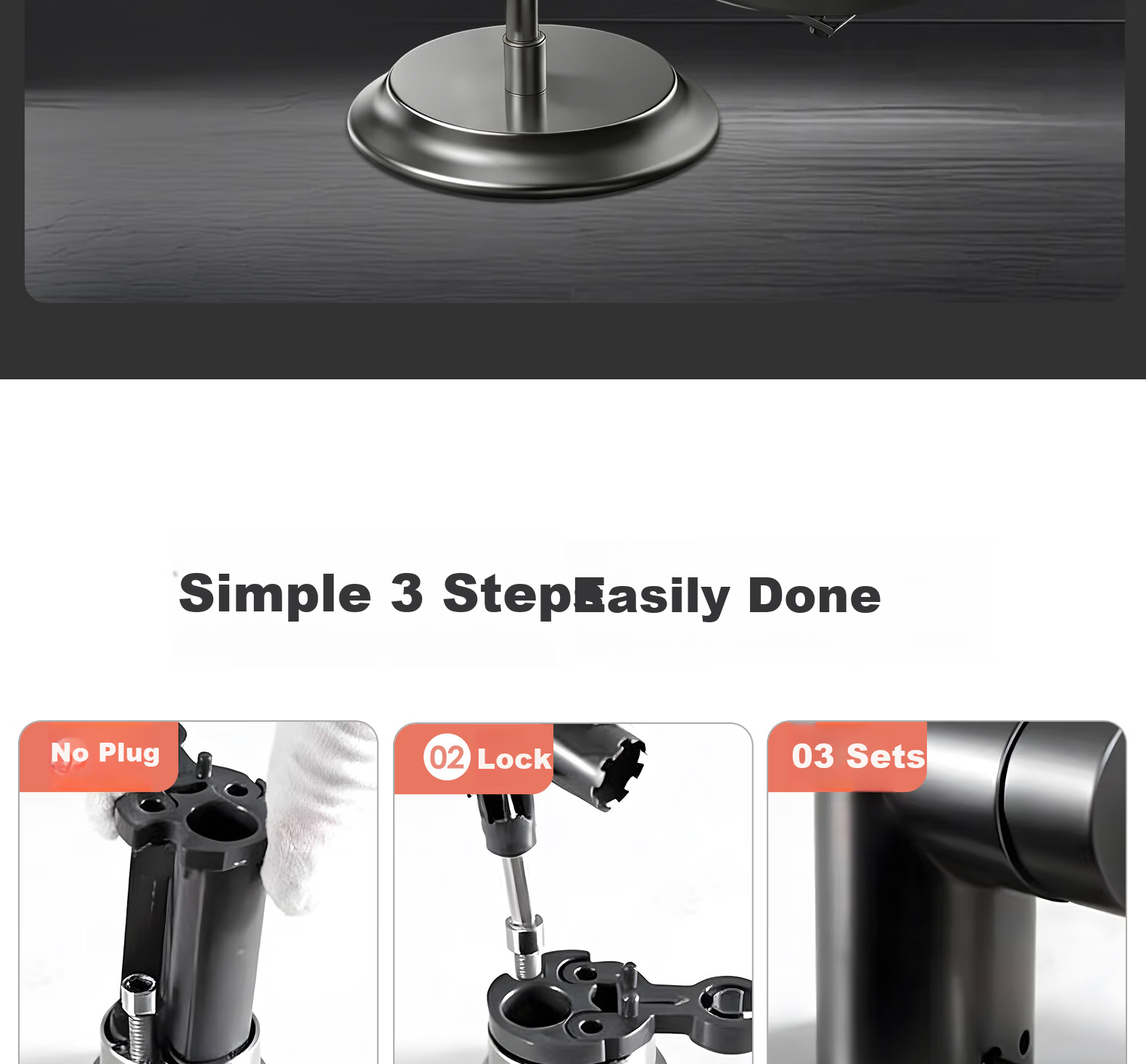 Submarine Mechanical Arm Faucet for Sink Bathroom Basin Under-counter Hot and Cold Water Mixer 2-in-1 Stainless Steel L7112H 27