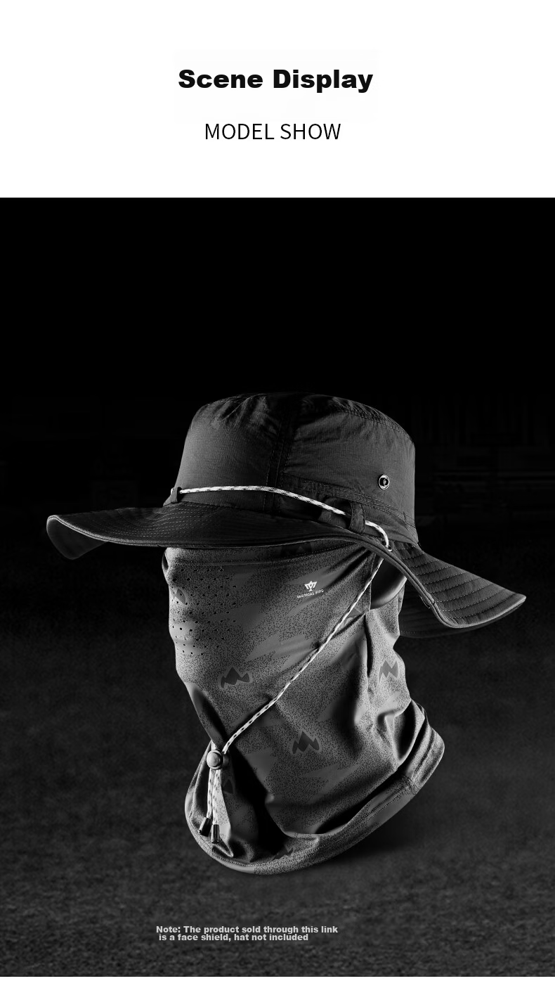 Tactical Bird Wide Brim | Loose Summer Ice Silk Sun Protection Face Mask Scarf Men's Large Size Fishing Face Cover Sunshade Neck Gaiter 19