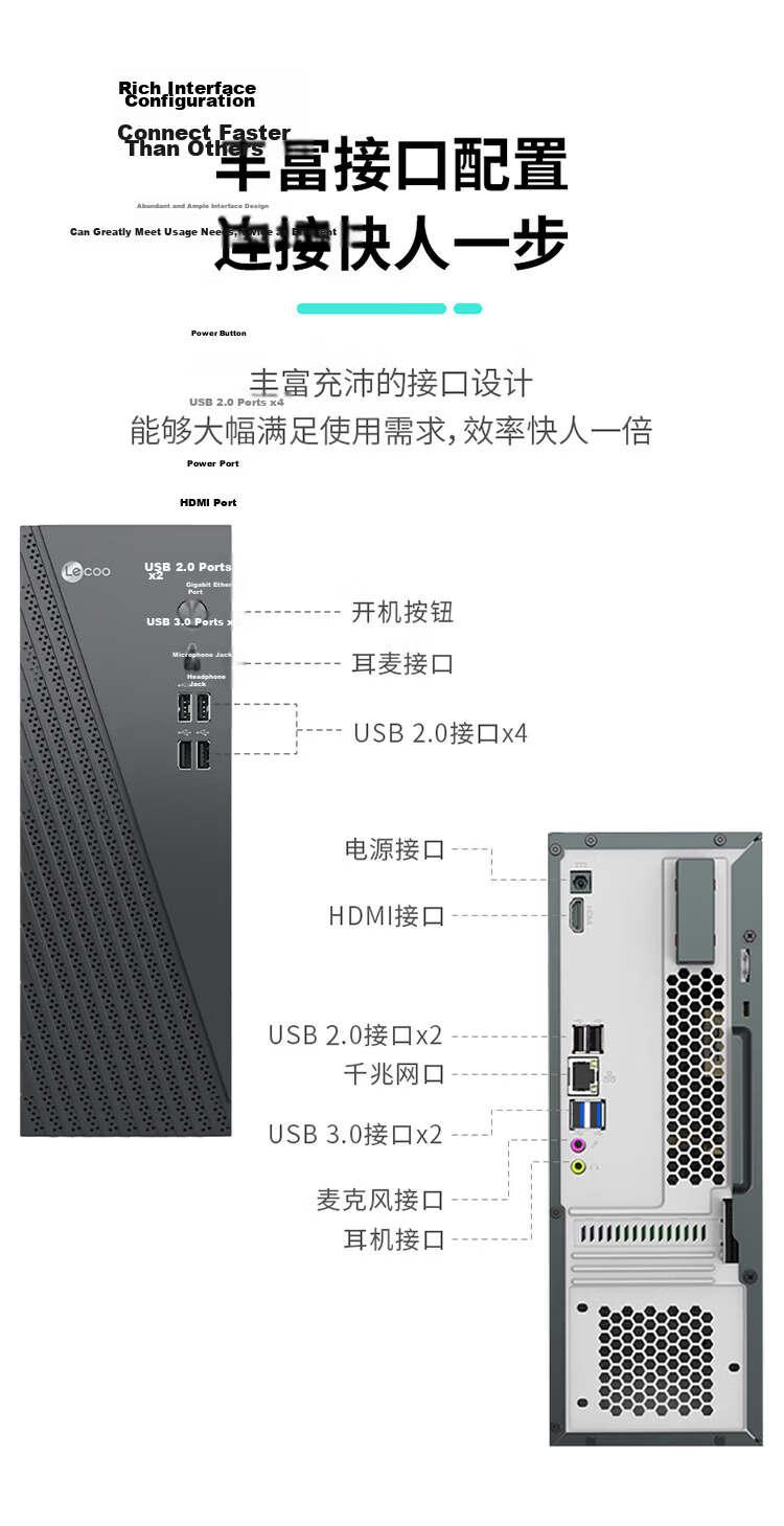 Lenovo Lecoo Cool 310 Business Office Desktop Computer i5-13420H Processor 12GB RAM 512GB SSD 35