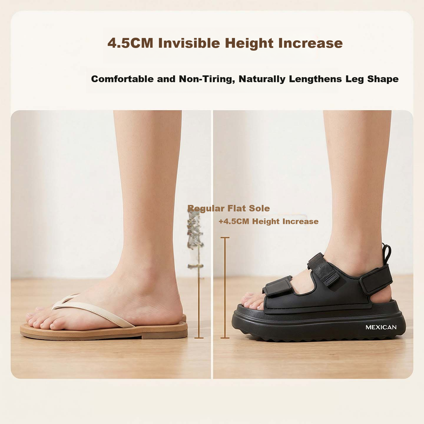 MEXICAN Thick Sole Sandals Women 2026 Summer Outdoor Casual Platform Slip-On Anti-Slip Height Increasing Magic Tape Black 38 3
