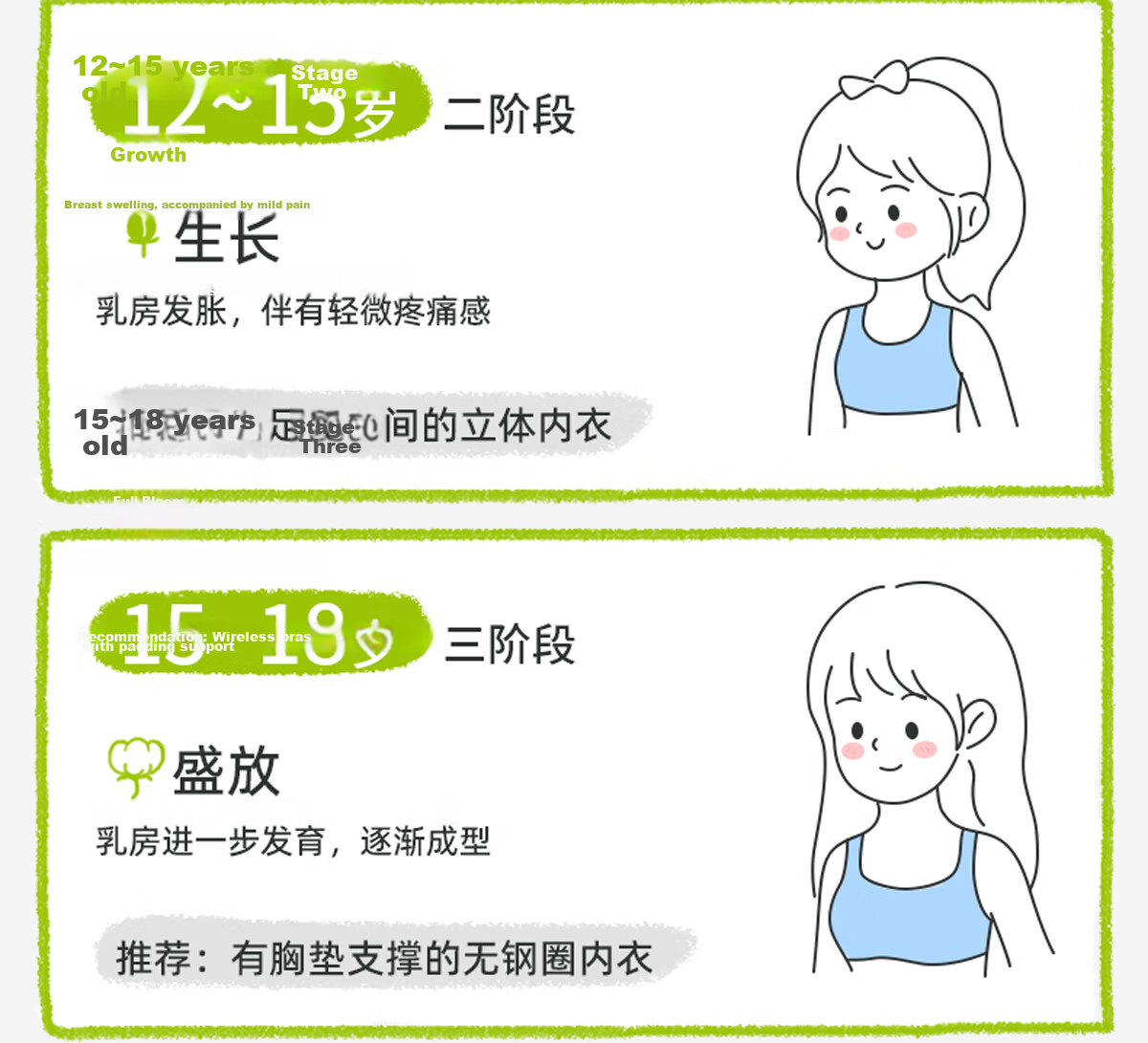 Meishianxuan Junior High School Girls Sports Bra Shockproof Vest Youth Development Large Girls High School Student Girls Bra 36