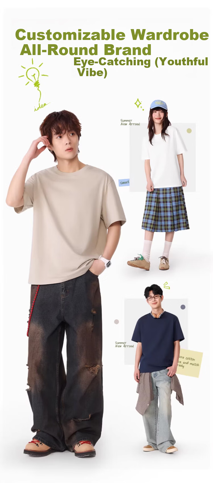 Langsha Pure Cotton Short Sleeve T-Shirt Men Wide Shoulder Summer New Women's Regular Shoulder Half Sleeve Unisex Top Base Shirt 10