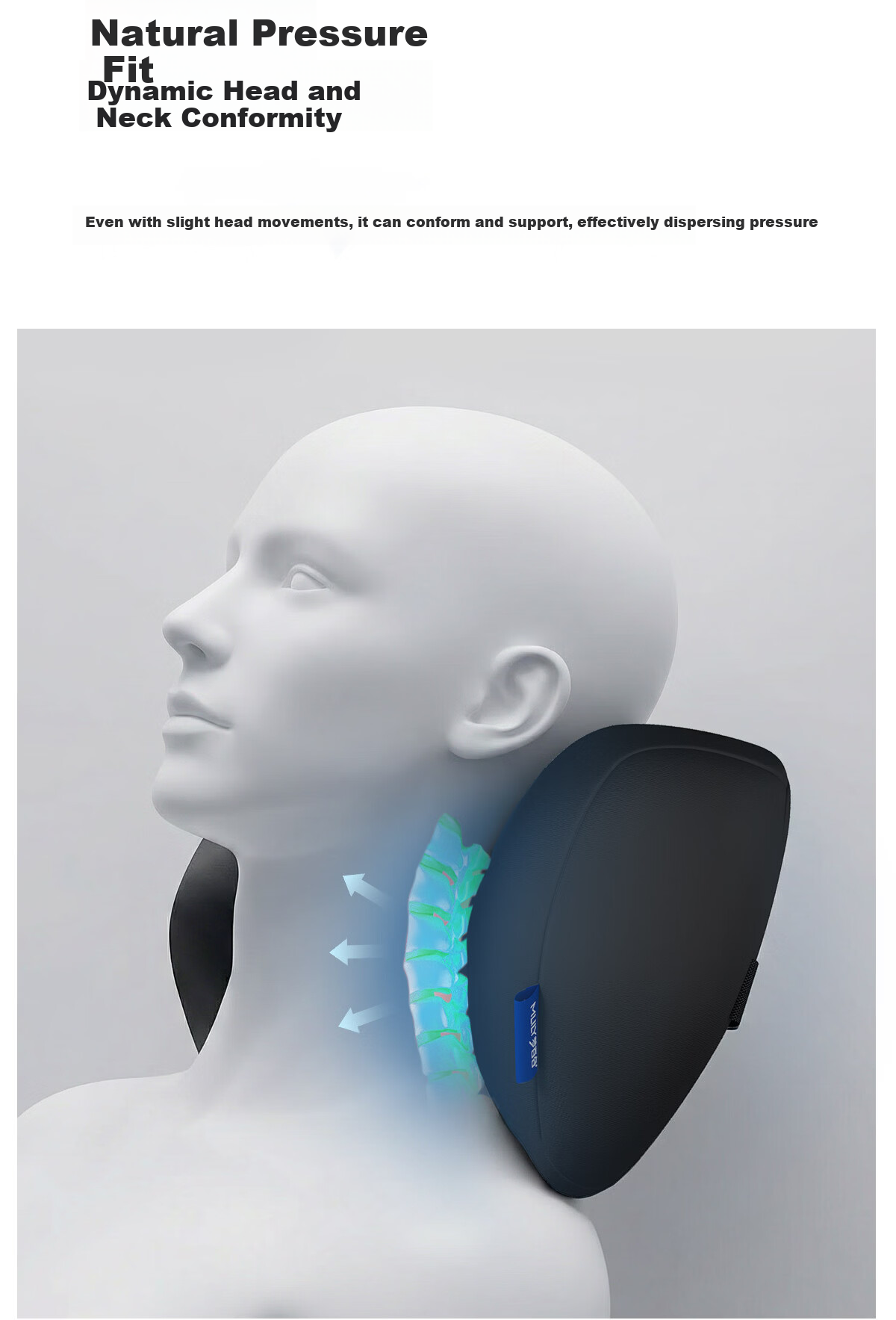 MLILY Fast Charging Zero Pressure Car Headrest Universal Four-Season Seat Cushion Neck Support Pillow for Long Sitting Comfort and Pressure Relief 5